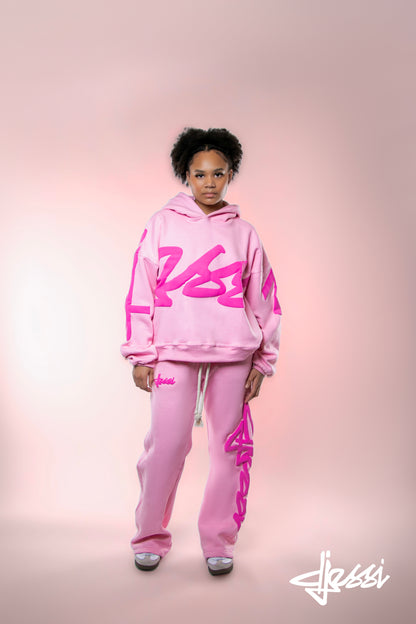 Signature Cropped Hoodie Powder Pink/Pink