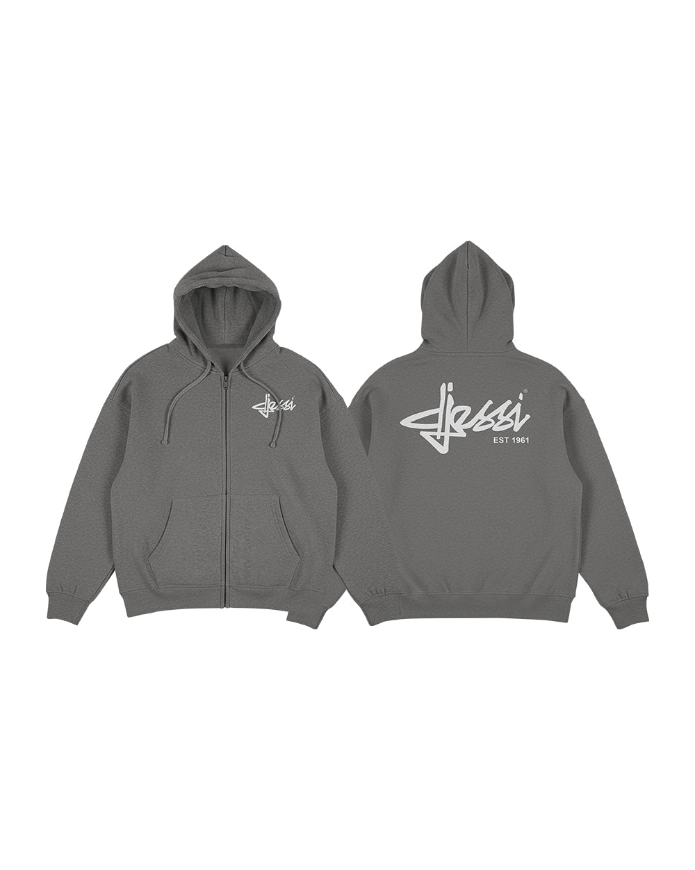 Drop shoulder zip up hoodie