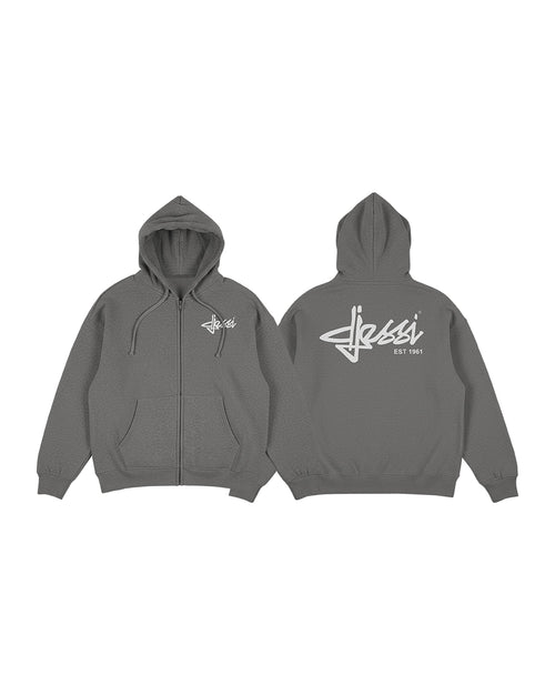 Drop shoulder zip up hoodie