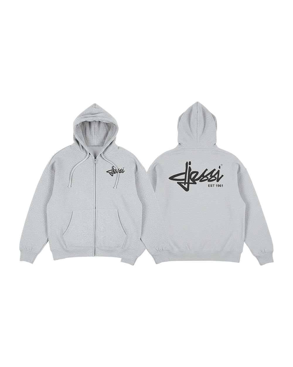 Drop shoulder zip up hoodie