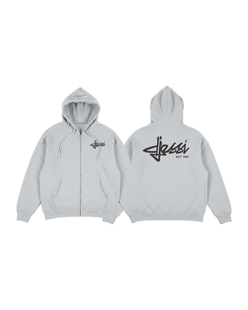 Drop shoulder zip up hoodie