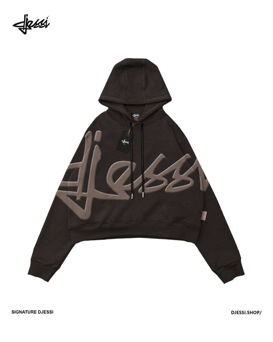 Signature Cropped Hoodie Dark Chocolate/Chocolate