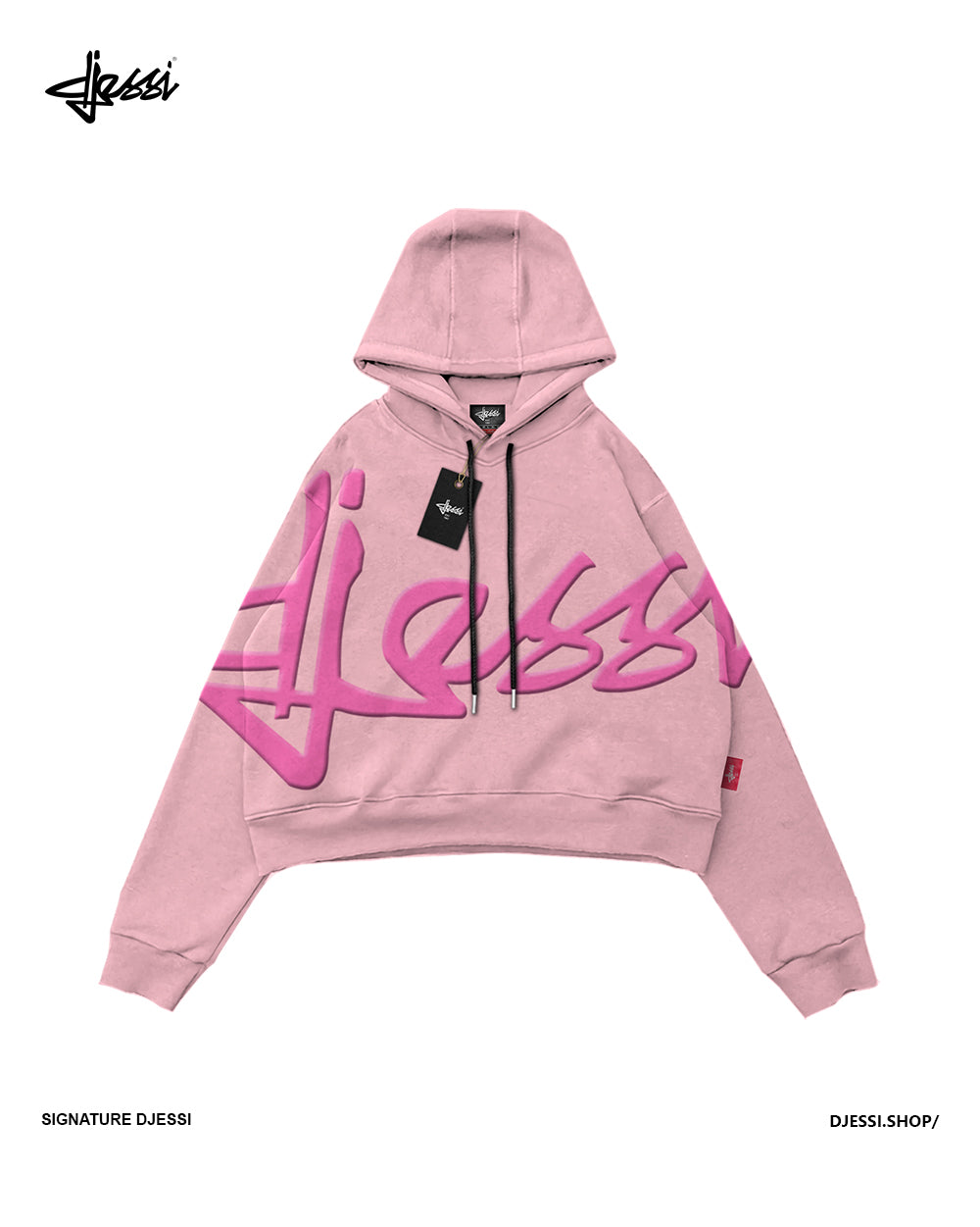 Signature Cropped Hoodie Powder Pink/Pink