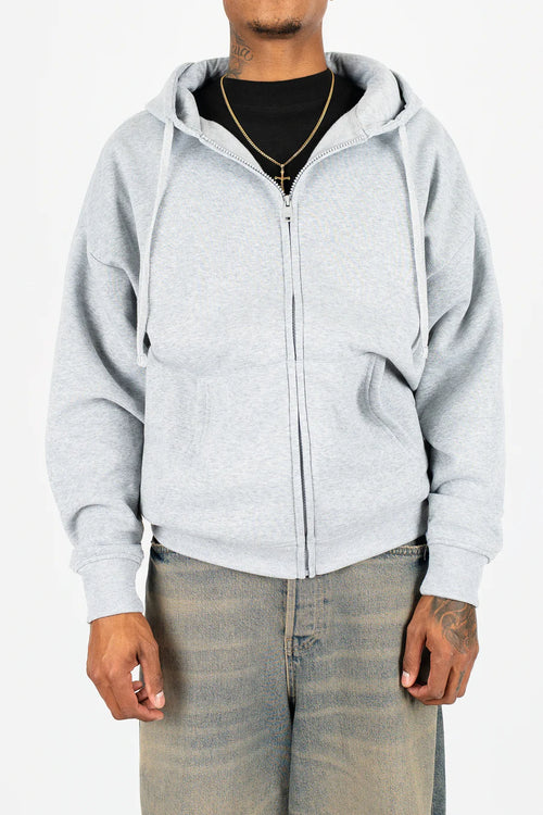 Drop shoulder zip up hoodie